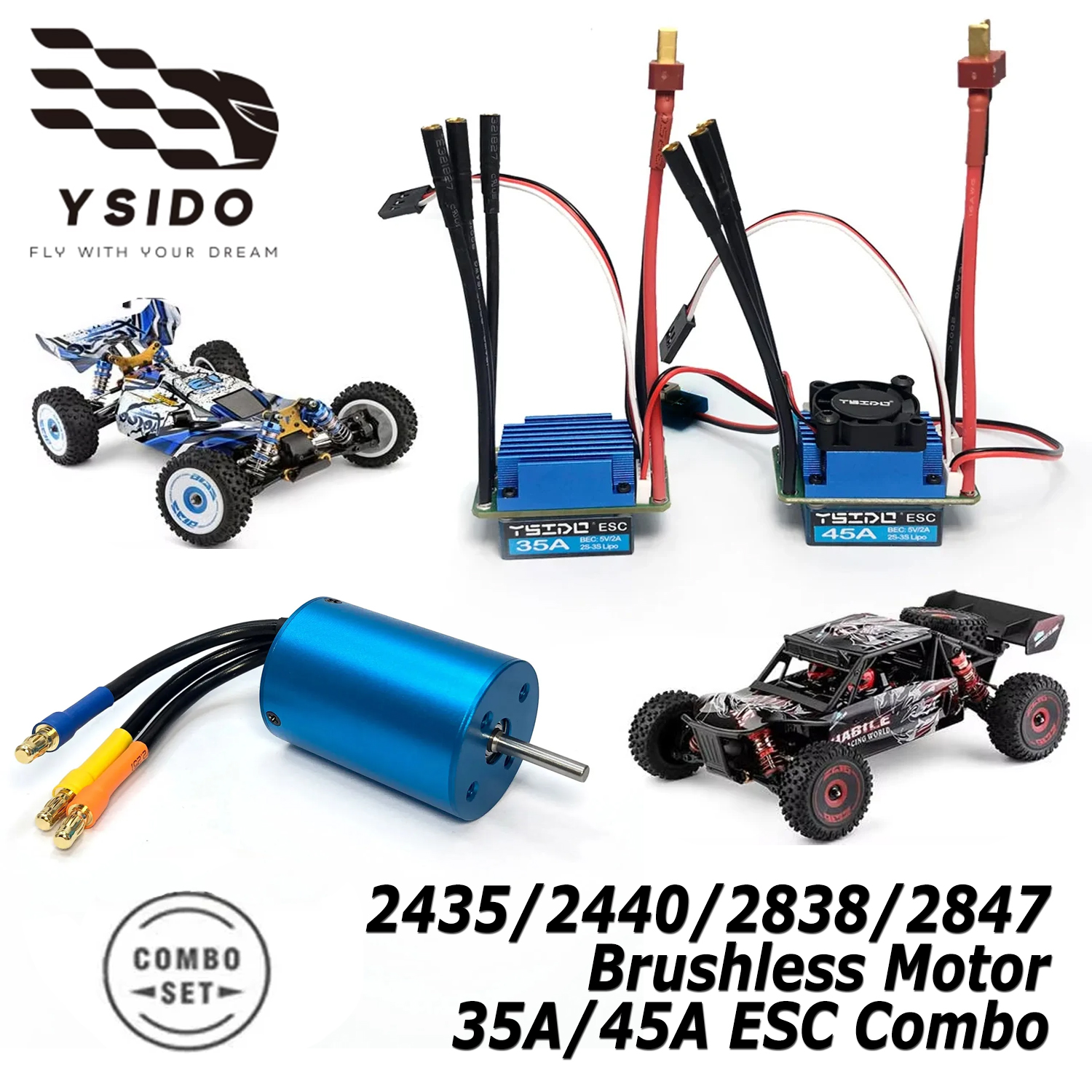 Rc Remo Hobby - YSIDO Brushless Motor 2435/2440/2838/2847 ESC 35A/45A